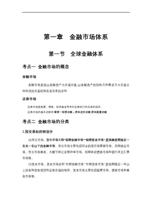 金融市场基础知识(考点精析完整版)(1-6章)