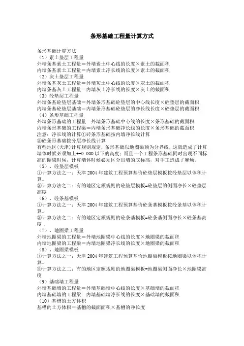 条形基础工程量计算方式 2