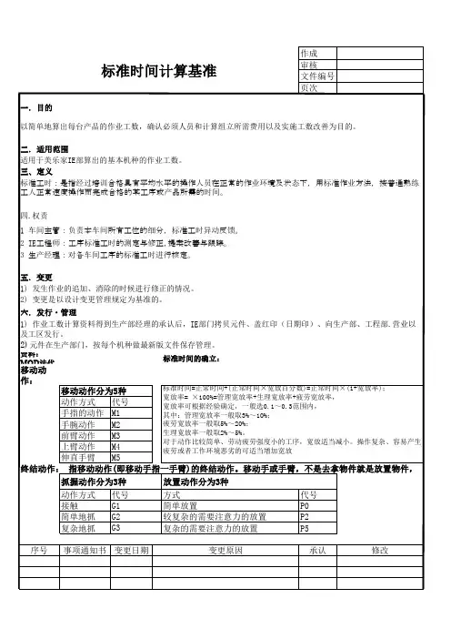 mod法标准作业时间计算.xls