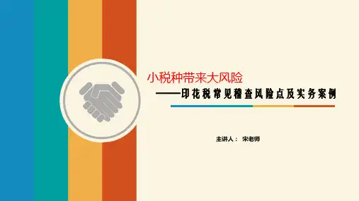 小税种带来大风险 ——印花税常见稽查风险点及实务案例电子版课件
