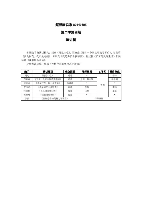 超级演说家140425演讲稿