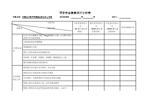 安全隐患统计分析表(主体施工阶段)