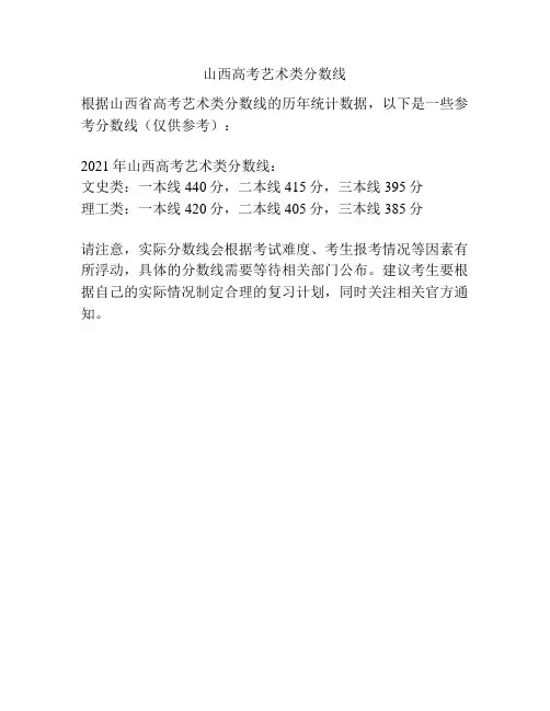 山西高考艺术类分数线