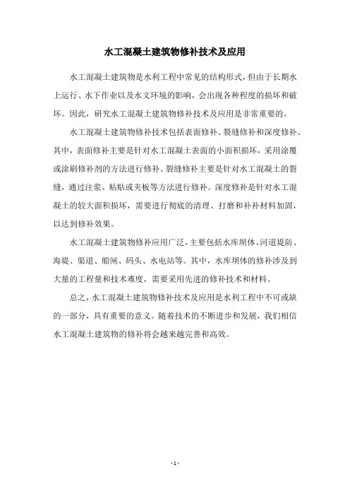 水工混凝土建筑物修补技术及应用