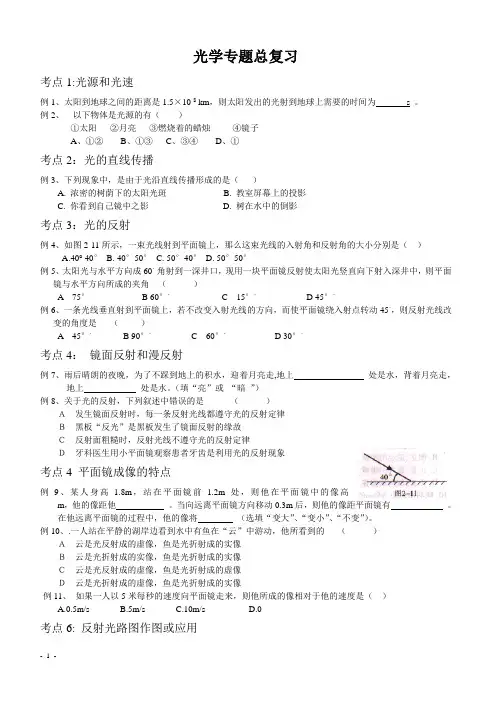 中考物理光学专题复习1