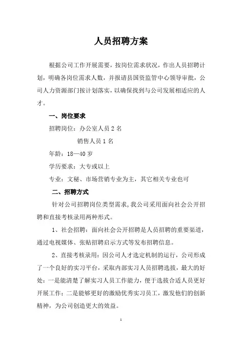 公司人员招聘方案 2