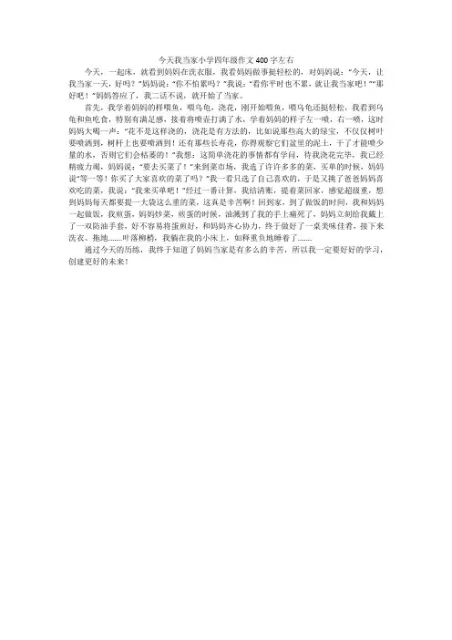 今天我当家小学四年级作文400字左右