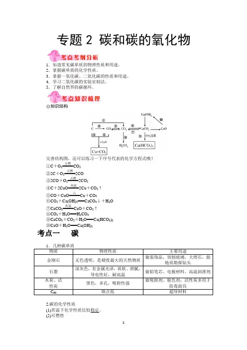 专题2 碳和碳的氧化物