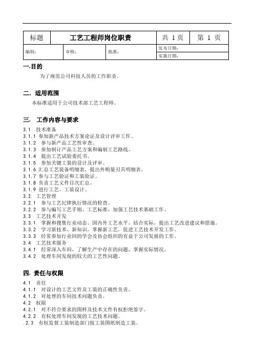 各研发人员岗位职责