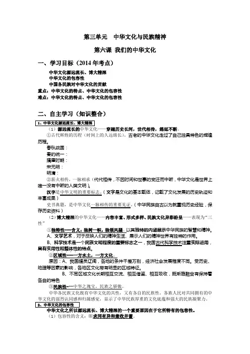第三单元中华文化与民族精神