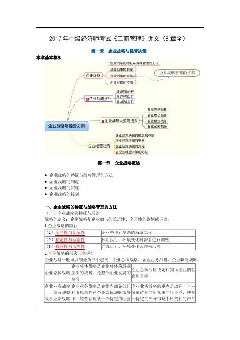 2017年中级经济师考试《工商管理》讲义(8章全)