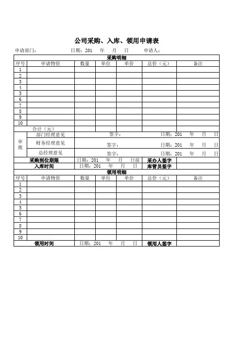 采购申请表 2