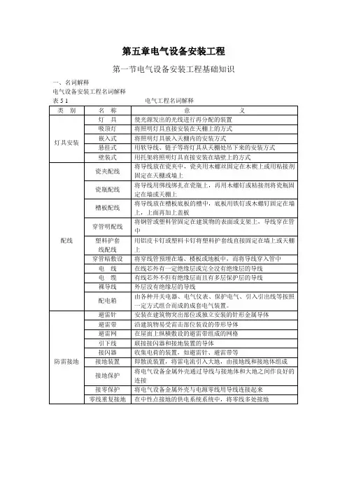 第五章电气设备安装工程