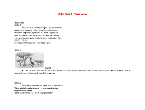 高中英语 Unit 5 Theme parks(练案+学案) 新人教版必修4