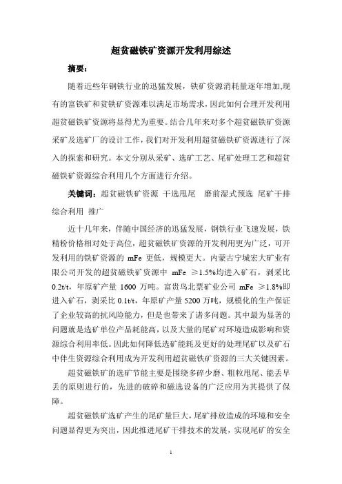超贫磁铁矿资源开发利用综述要点