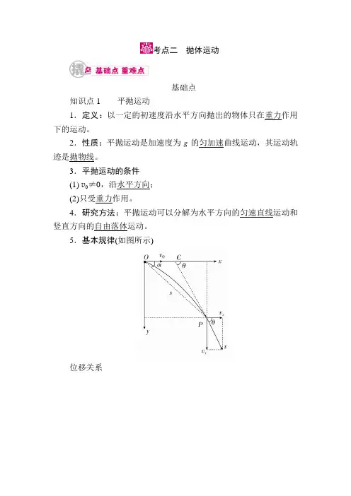 2018届高考物理第一轮知识点梳理复习教案9 专题四 曲线运动 考点二 抛体运动 解析