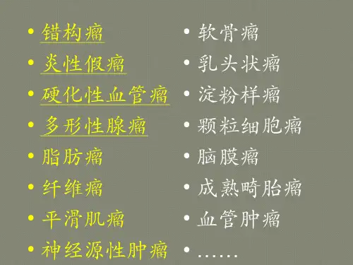 肺部良性肿瘤与肿瘤样病变