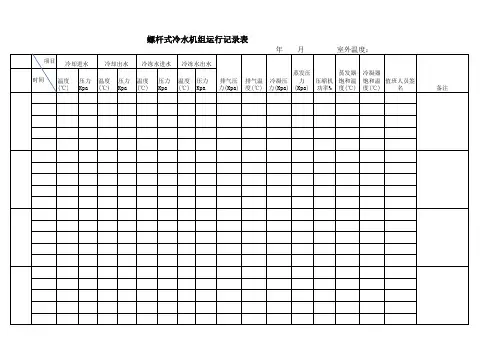 开利螺杆式冷水机组运行记录表(使用版)