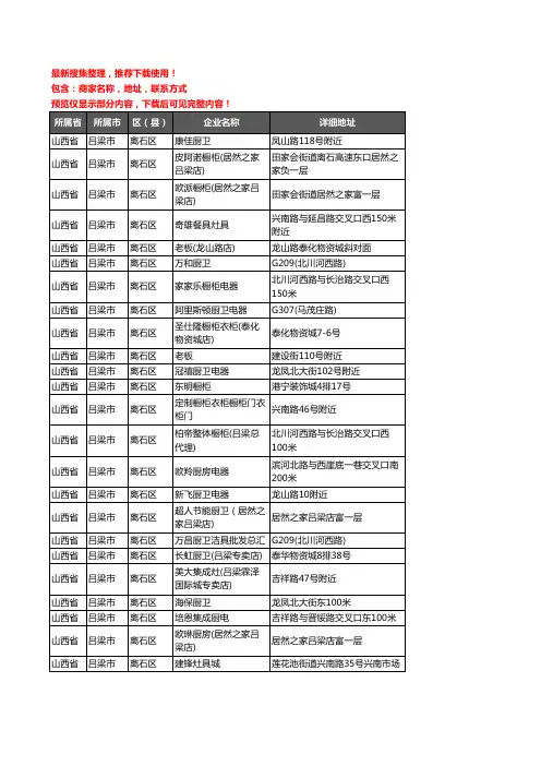 新版山西省吕梁市离石区厨卫电器企业公司商家户名录单联系方式地址大全68家