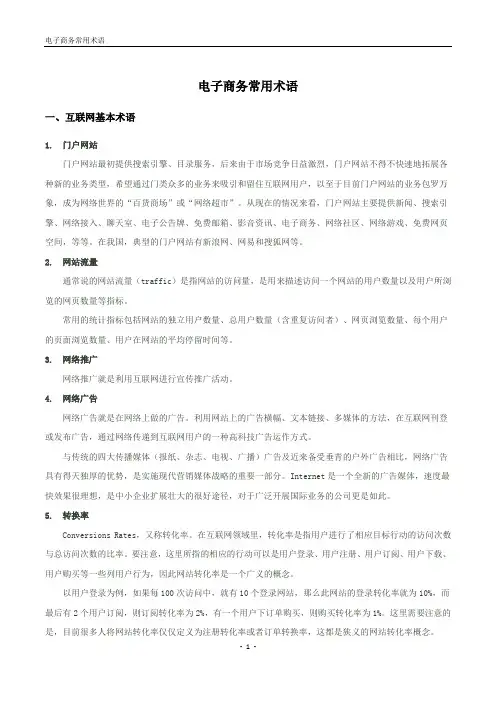 电子商务常用术语