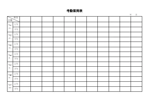 最实用的考勤签到表(上下班签到表)