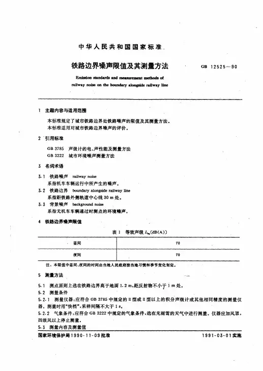 铁路边界噪声限值及其测量方法