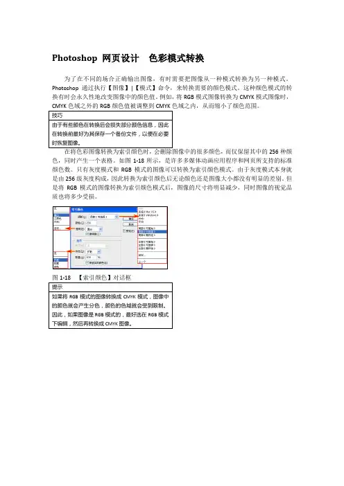 Photoshop 网页设计  色彩模式转换