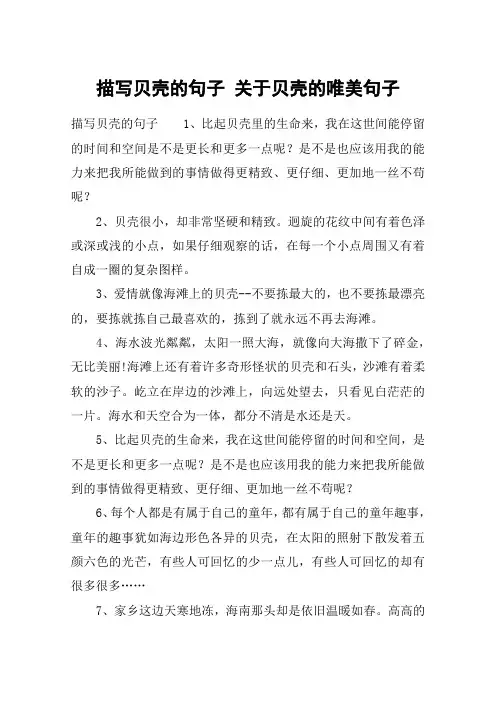 描写贝壳的句子 关于贝壳的唯美句子
