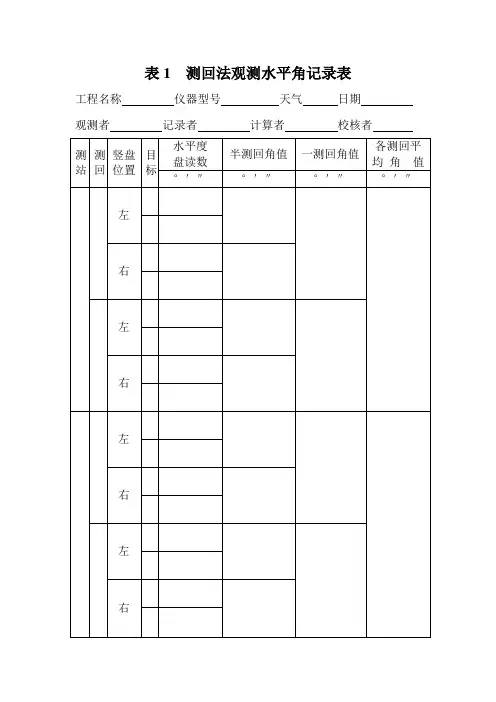 道路工程测量记录计算表格