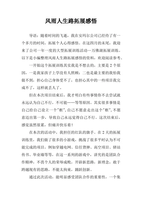 风雨人生路拓展感悟