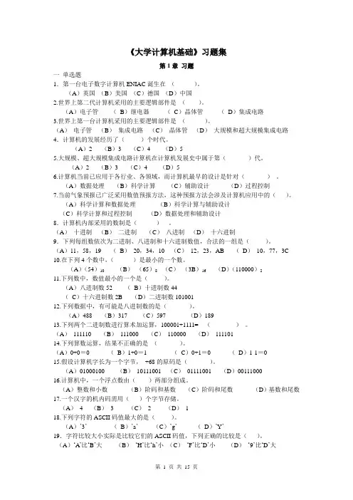 大学计算机基础习题集 2