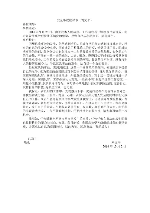 事故检查检讨书 2