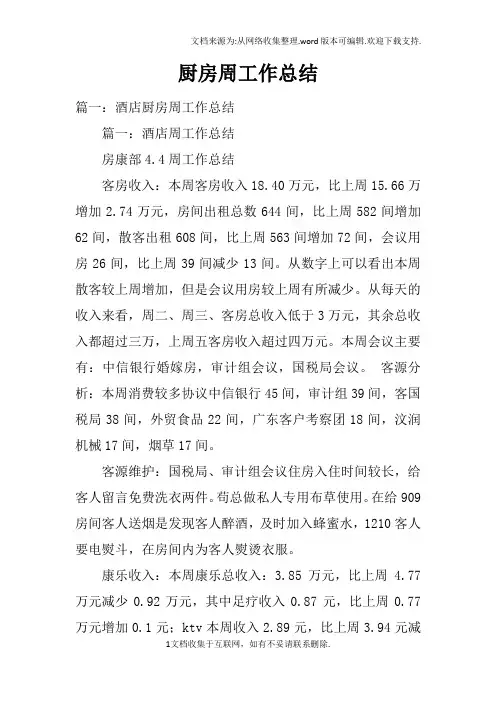 厨房周工作总结