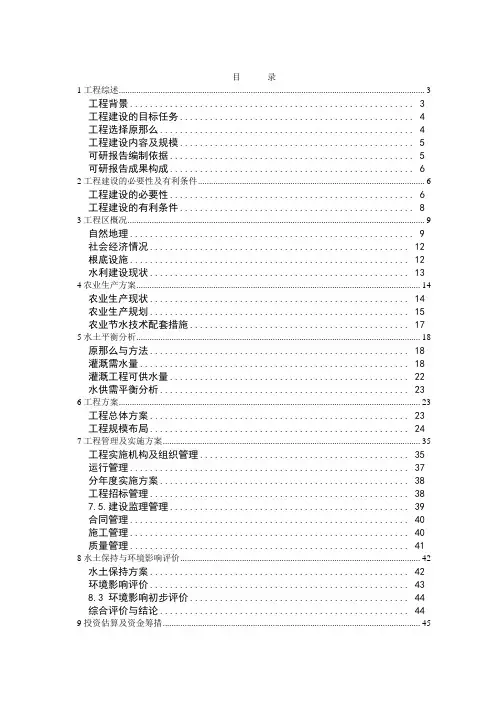 节水灌溉项目可行性研究报告