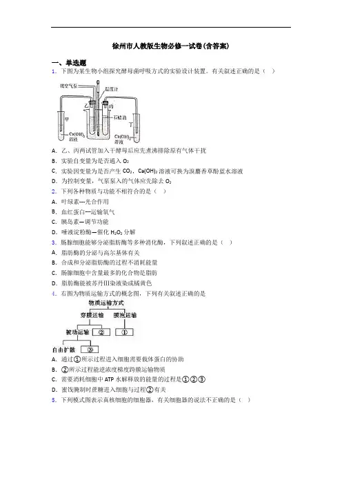 徐州市人教版生物必修一试卷(含答案)