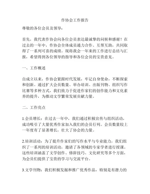 作协会工作报告