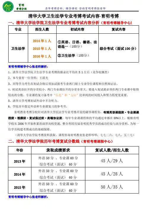 清华大学卫生法学专业考博报录比-育明考博