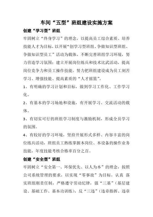 车间五型班组建设