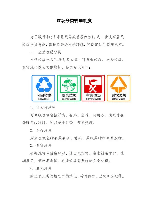垃圾分类管理制度
