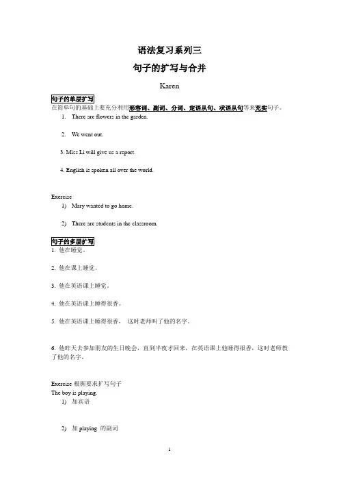 语法复习系列三句子的扩写与合并