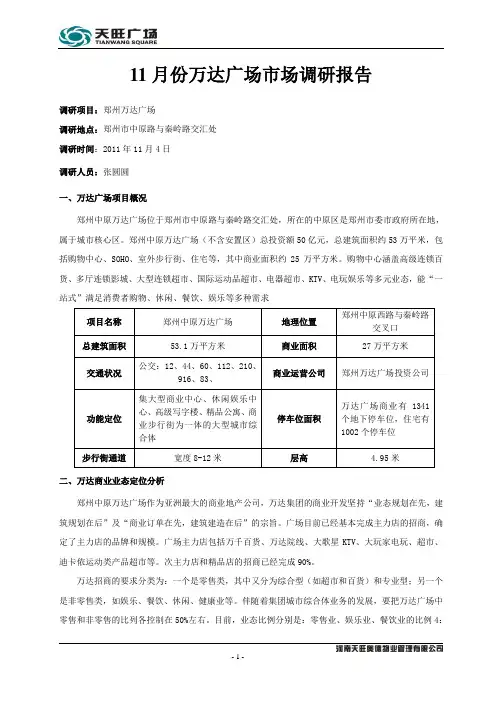 万达广场市场调研报告