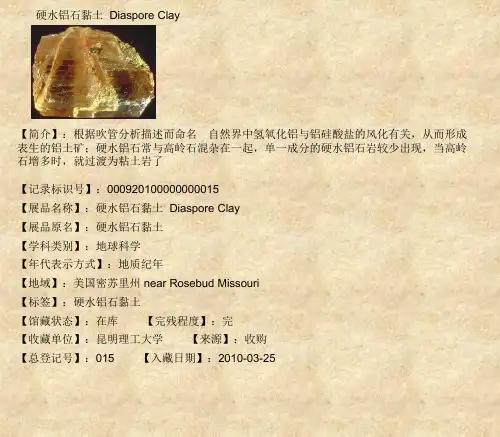 硬水铝石黏土DiasporeClay
