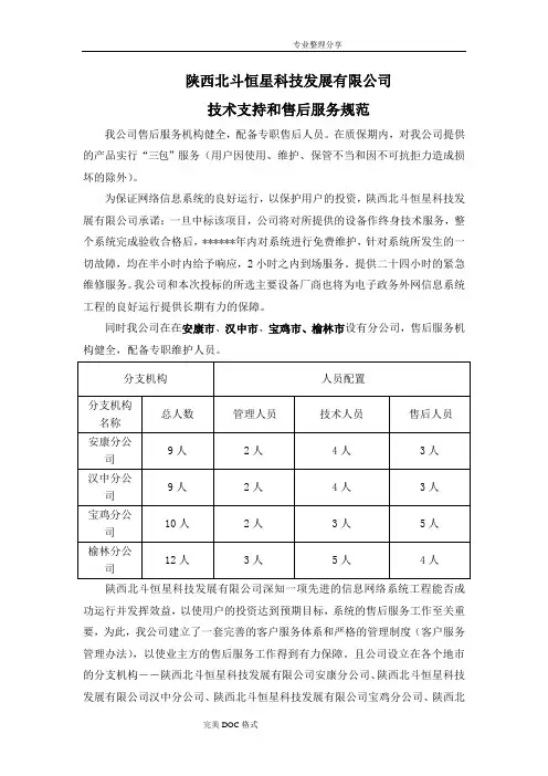 技术支持及售后服务
