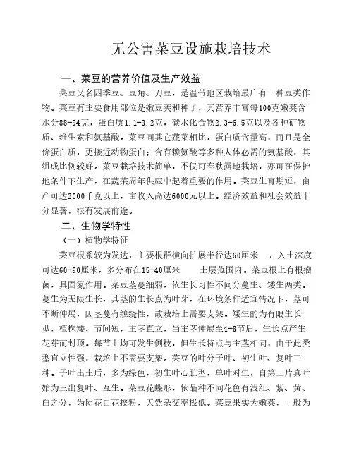 反季节菜豆设施栽培技术