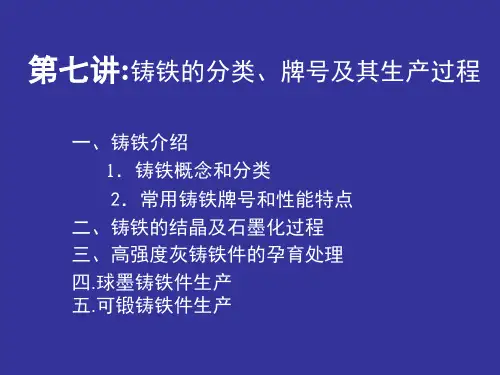 铸铁的分类、牌号及其生产过程