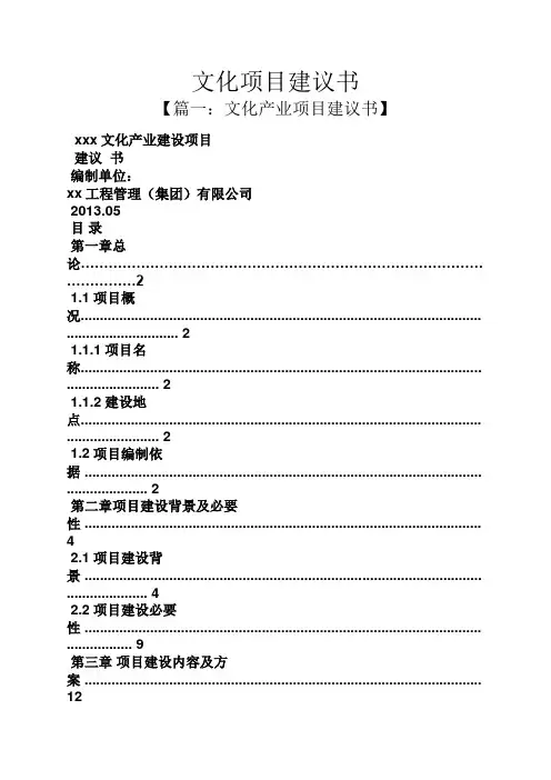 文化项目建议书
