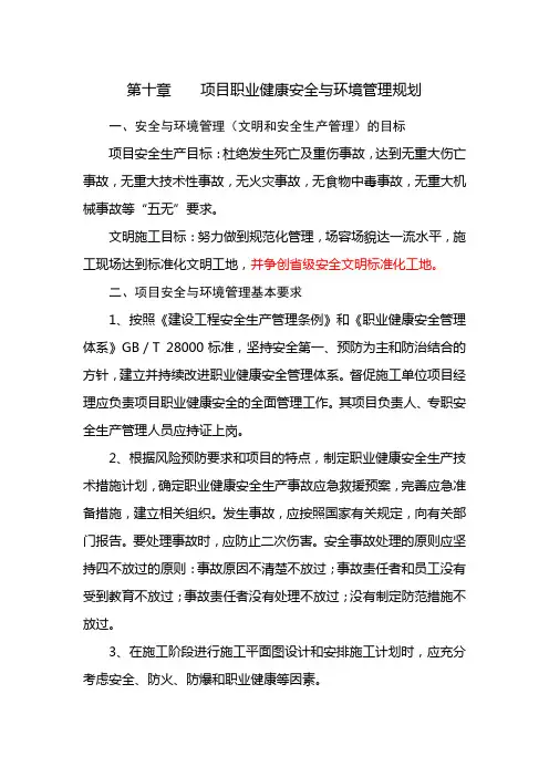 024项目职业健康安全与环境管理规划