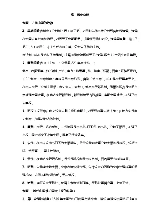 高中历史学考复习提纲