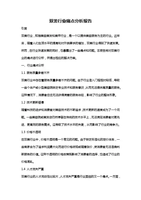 双美行业痛点分析报告