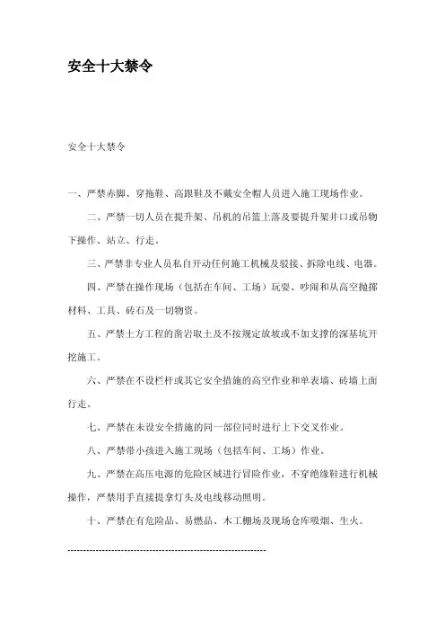 安全十大禁令